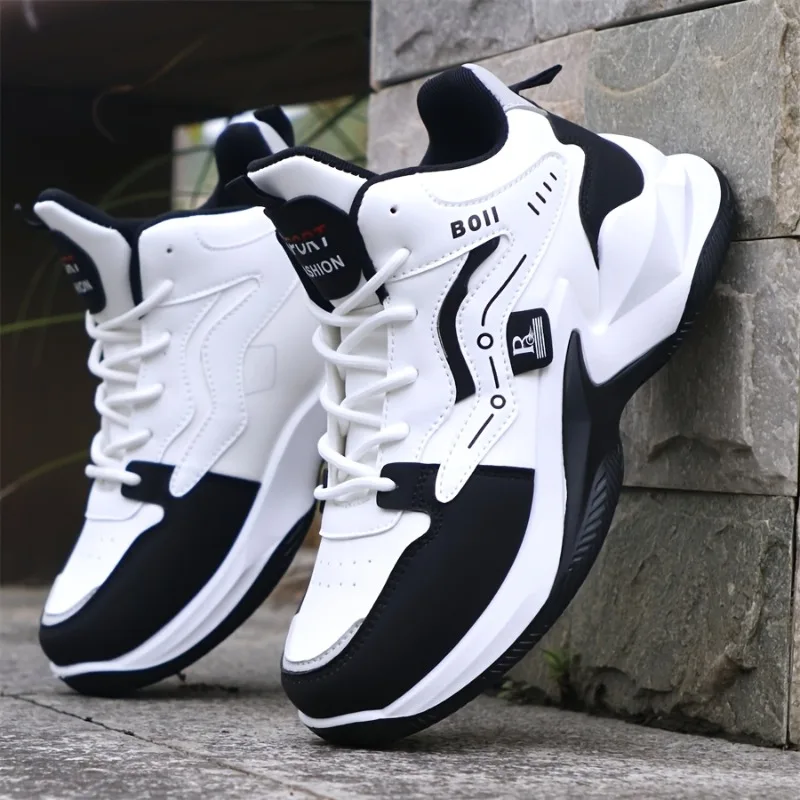 Sneaker Men, New Casual Versatile Leather High Top Shoes, Anti Slip and Wear-resistant Sports Shoes - Image 3