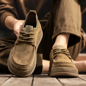 Autumn Wide Toe Spring New Men's Cowhide Fashion Versatile Single Short Boots Soft Leather Men's Boots Zapatillas De Deporte