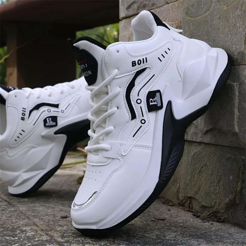 Sneaker Men, New Casual Versatile Leather High Top Shoes, Anti Slip and Wear-resistant Sports Shoes - Image 2