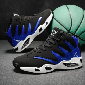 Men's Breathable Lightweight High-Top Basketball Shoes - Non-Slip Rubber Sole, Geometric Pattern Design, Suitable for Running, Training and Casual Wear - Four-Season Fashionable Sneakers - Perfect Gift for Him, Durable Basketball Gear, Athletic Shoes