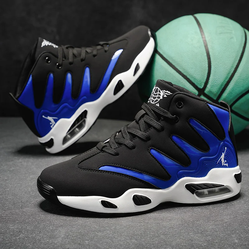 Men's Breathable Lightweight High-Top Basketball Shoes - Non-Slip Rubber Sole, Geometric Pattern Design, Suitable for Running, Training and Casual Wear - Four-Season Fashionable Sneakers - Perfect Gift for Him, Durable Basketball Gear, Athletic Shoes