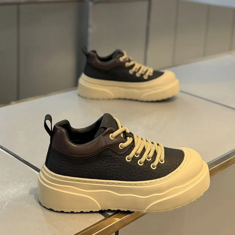 Men's Casual Sports Shoes, Fashionable Thick Soled Skateboarding Shoes, Trendy and Comfortable Men's Shoes Suitable for Outdoor - Image 2